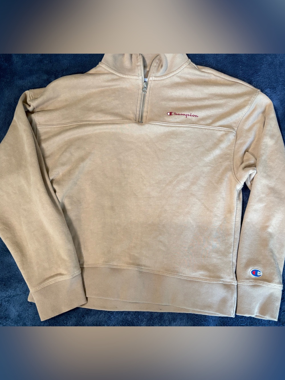 Champion Women’s Tan Zip-Front Sweatshirt with Logo